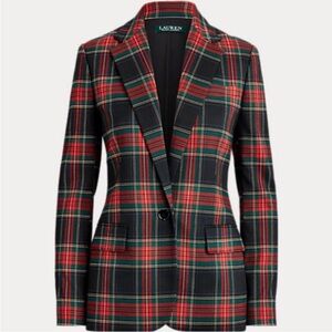 Ralph Lauren Red and Black Plaid Blazer